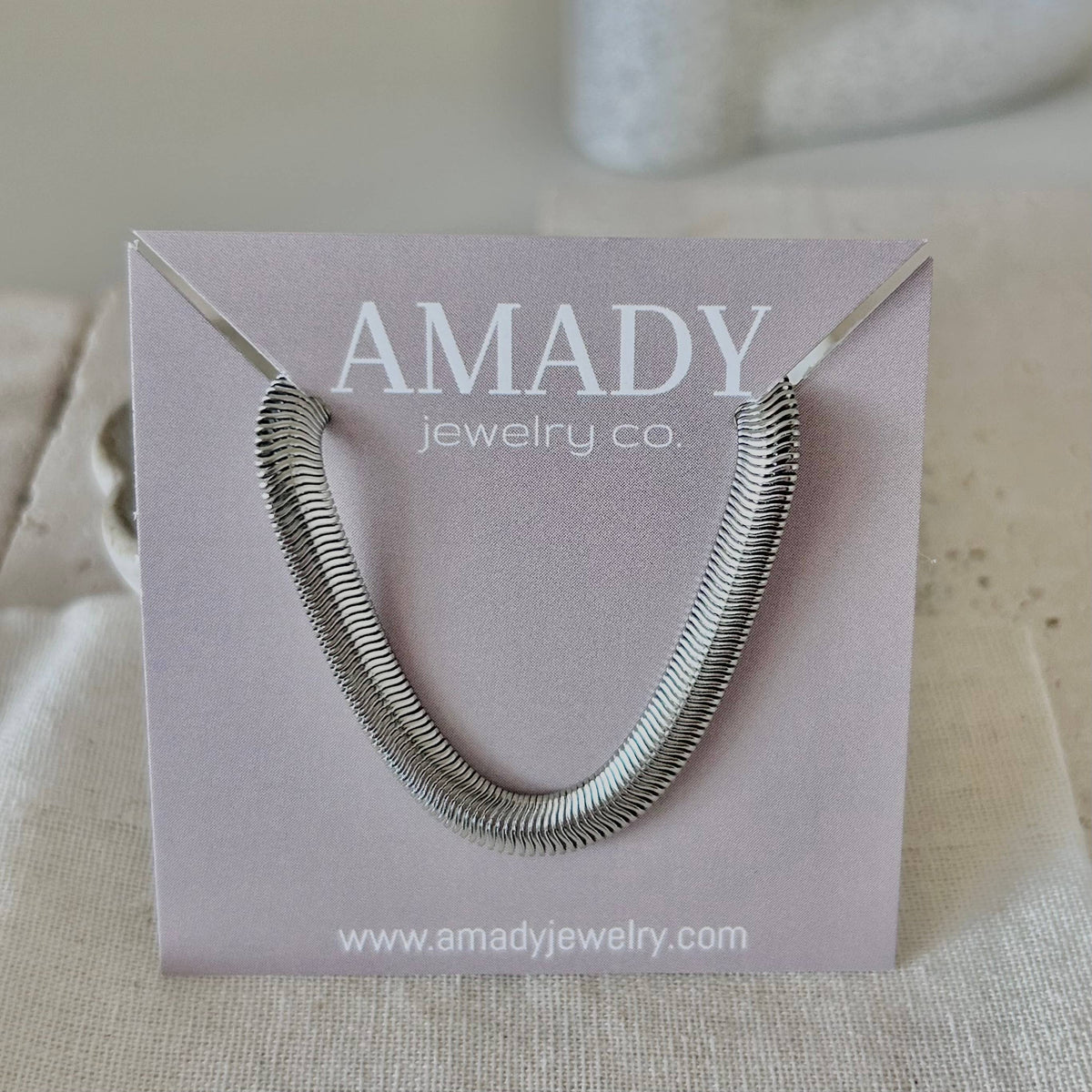 Silver Snake chain herringbone flat chain layering