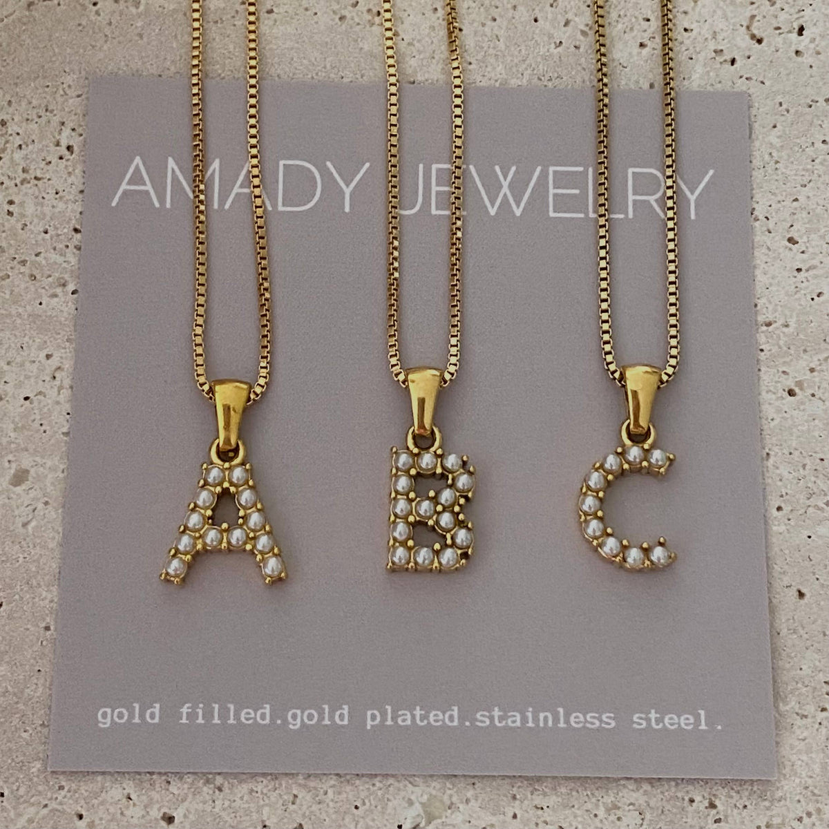 Initial Necklace Pearls Pedant custom gold filled