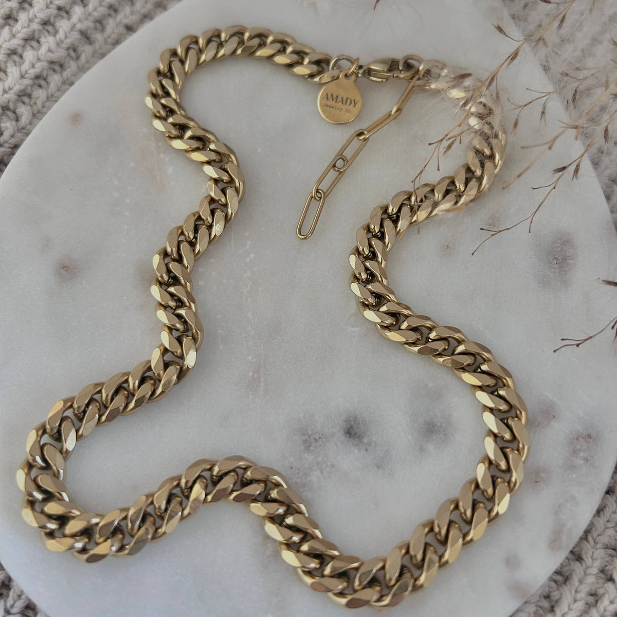 Curb Chain chunky layering bold necklace 18k stainless steel