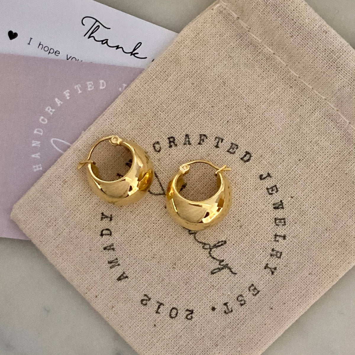 Hoop earrings 18k gold plated thick hoop earrings, chunky