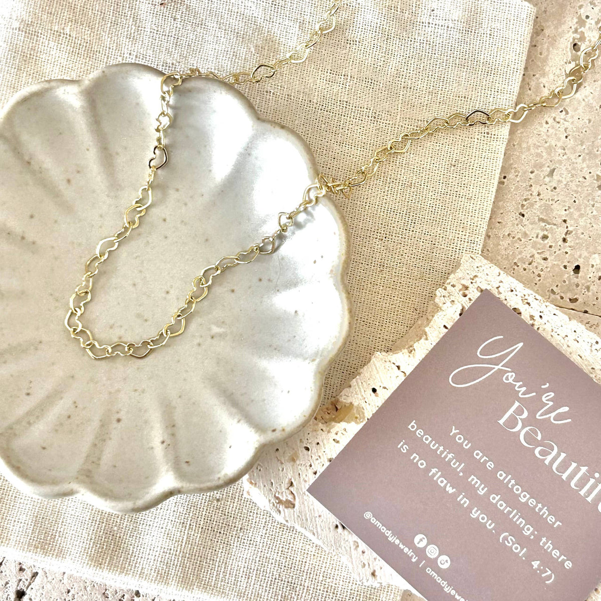 Hearts chain necklace gold filled layering