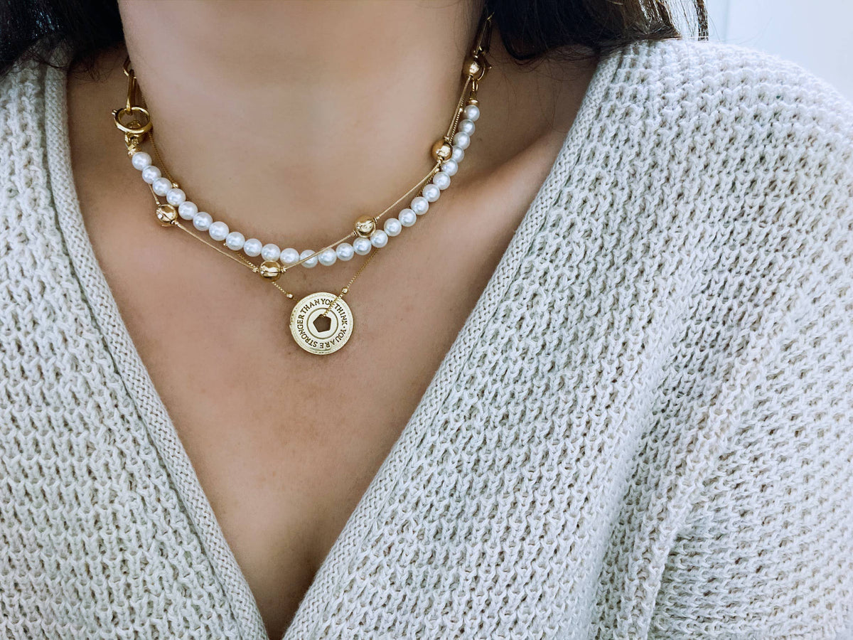 Gold filled coin medallion medal necklace 18k gold filled