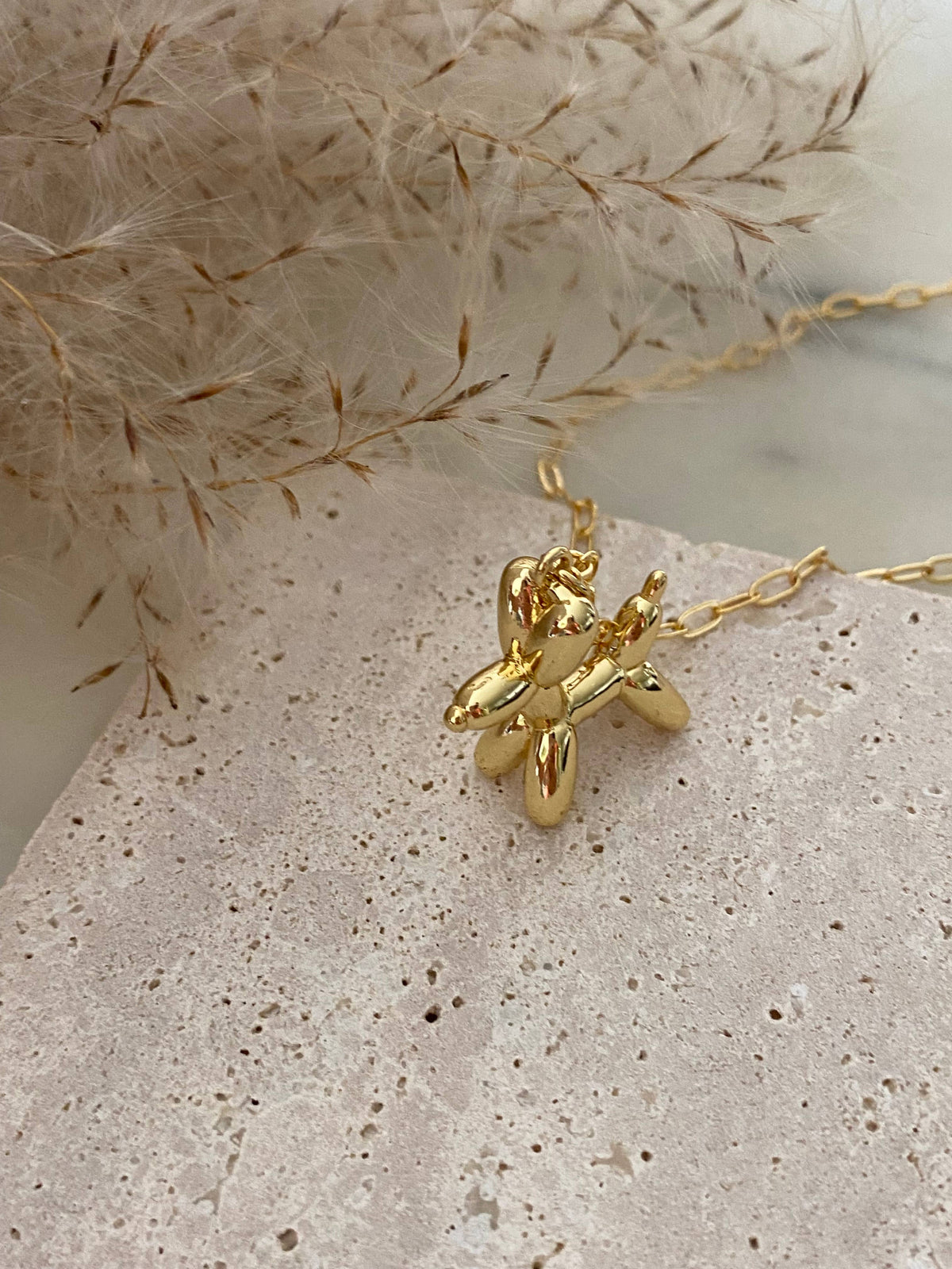 Big Balloon Dog Necklace on a Paperclip gold filled chain