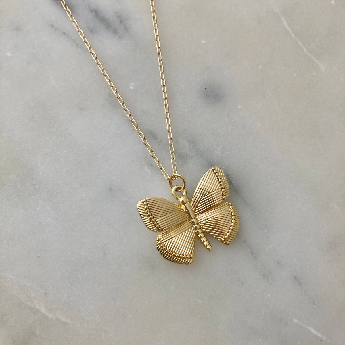 Gold butterfly pendant necklace monarch butterflies wings