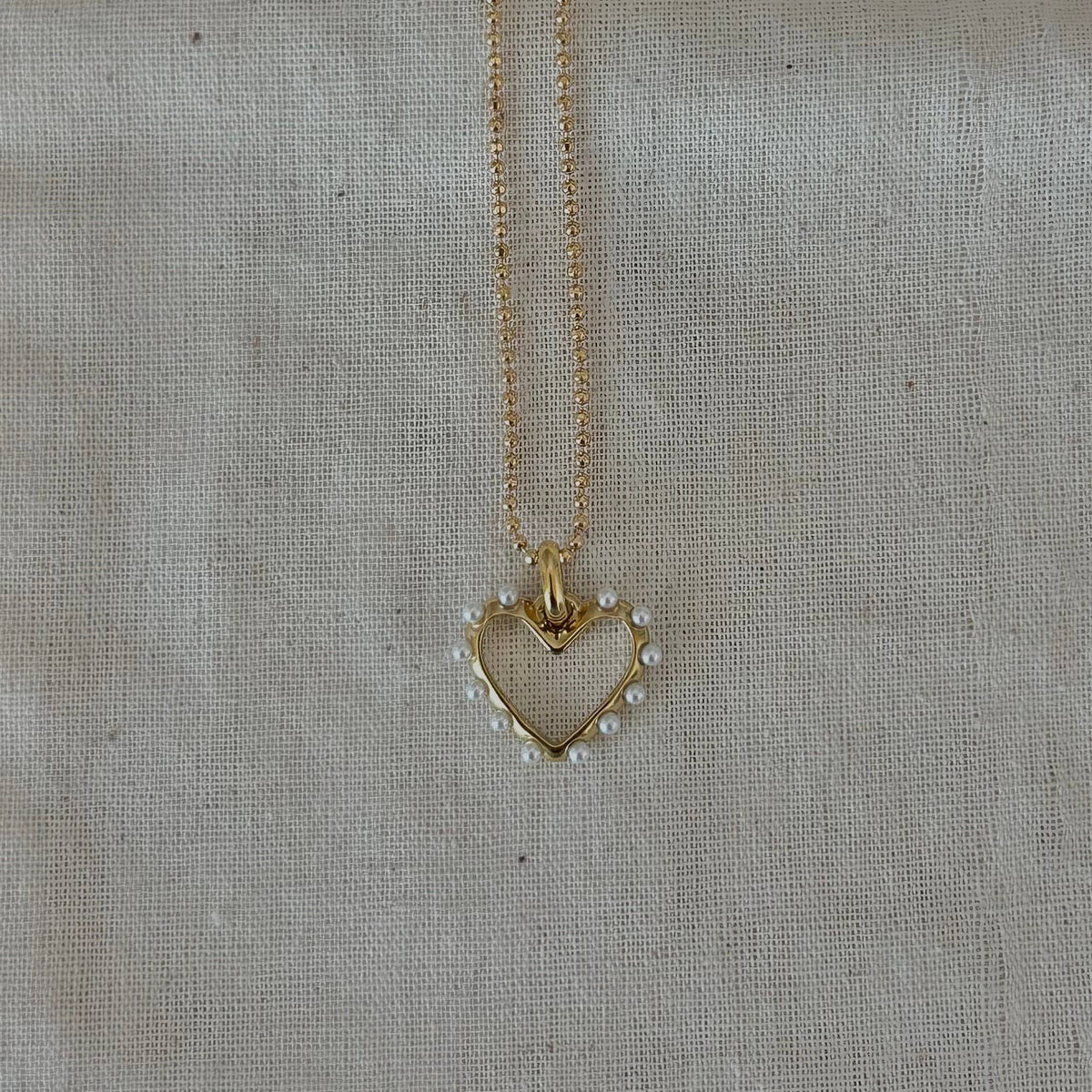 Gold Plated Heart Pearl Pendant Necklace – Stainless Steel