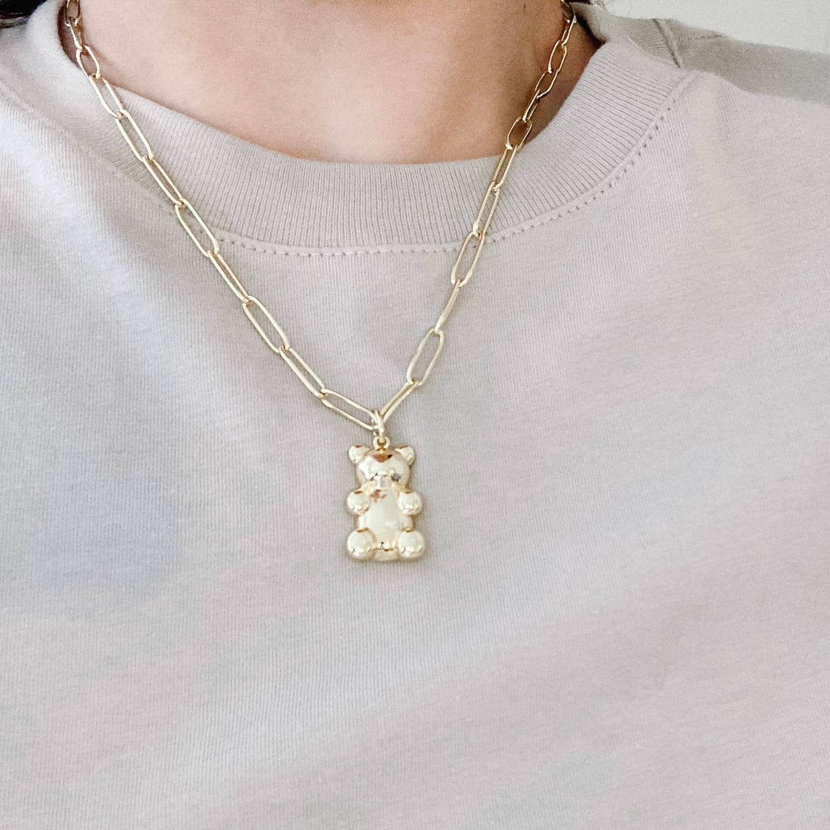 Gummy Bear Gold Necklace Paperclip Gold-Plated Chain