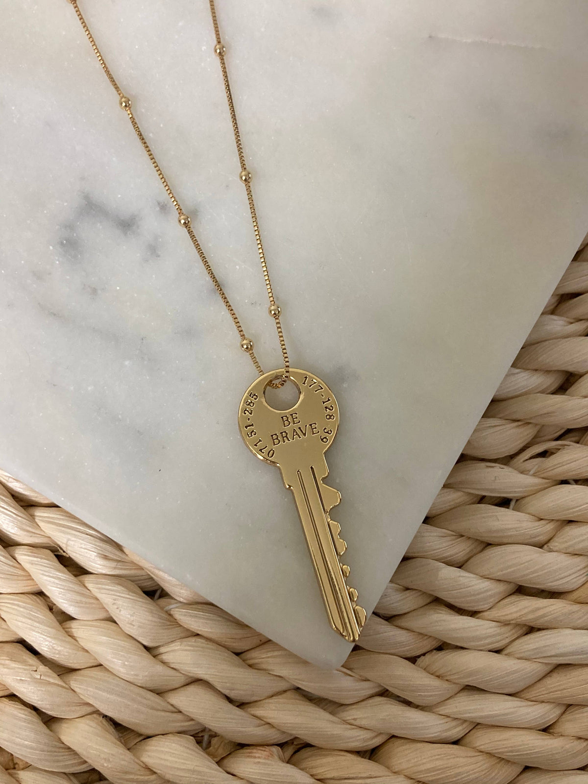 Be Brave Key Lock Necklace 18k gold filled water resistant