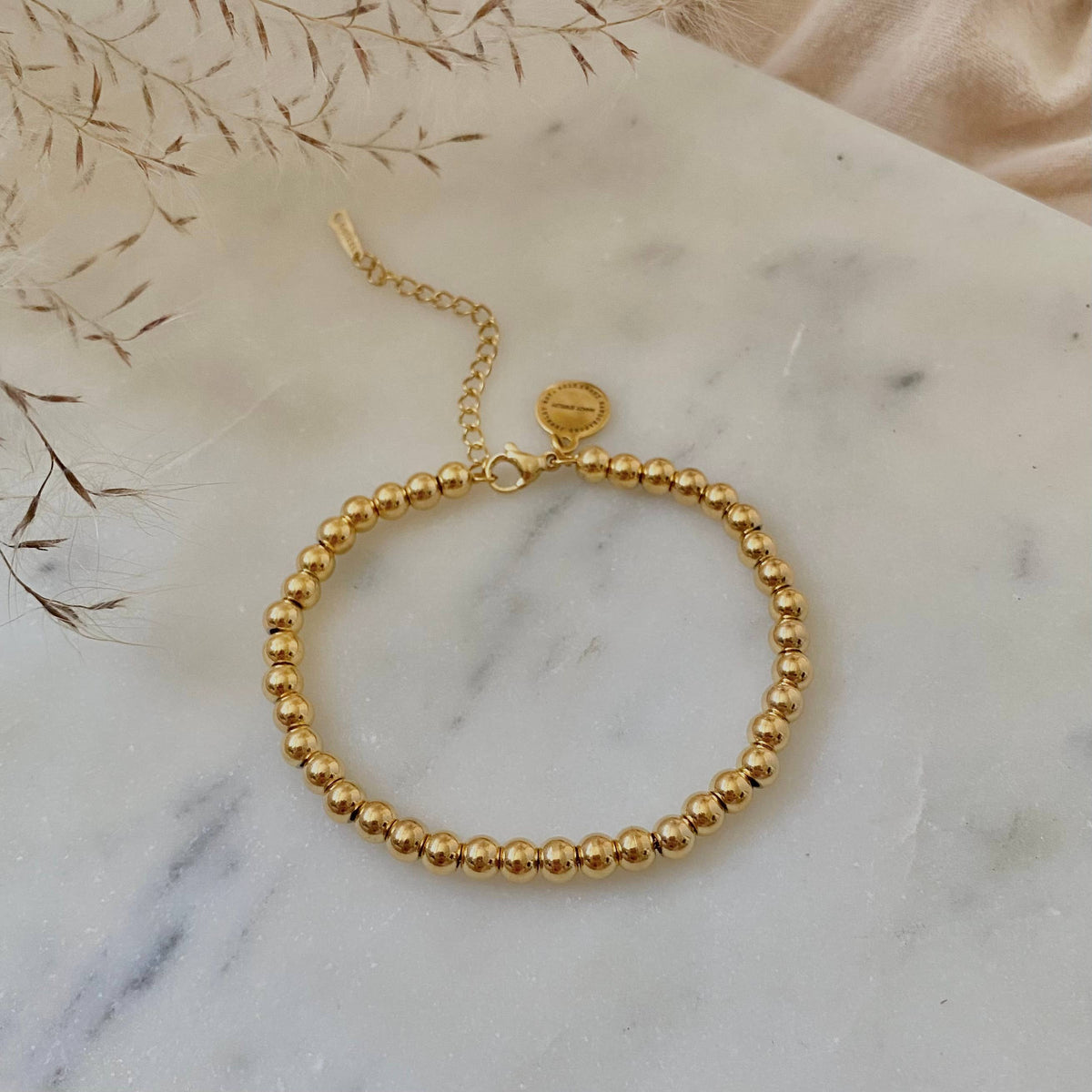 Gold or Silver Beaded adjustable bracelet waterproof