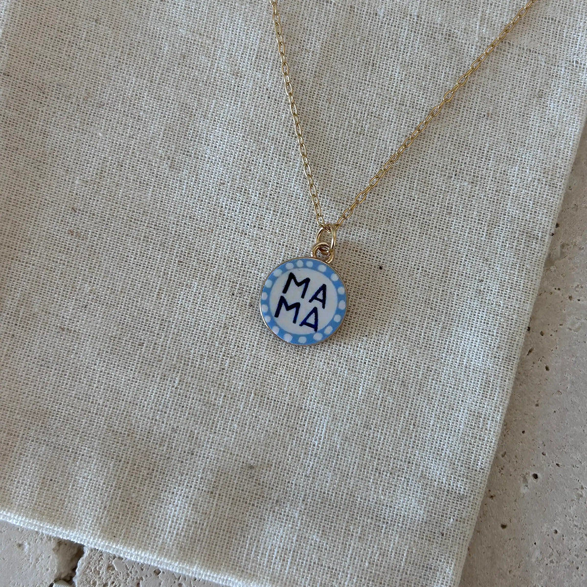 Mama mom mothers day coin pendant charm necklace 18k gold fi