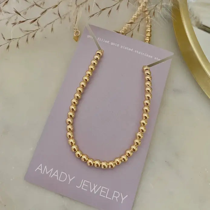 18k Gold Plated beaded layering necklace waterproof