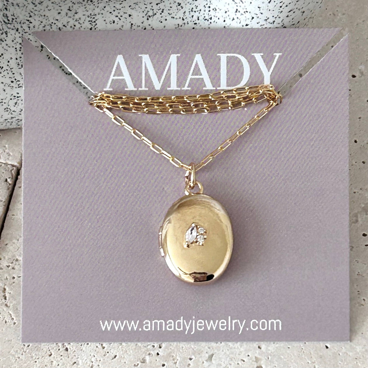 Oval Locket Pendant Necklace 18k gold filled