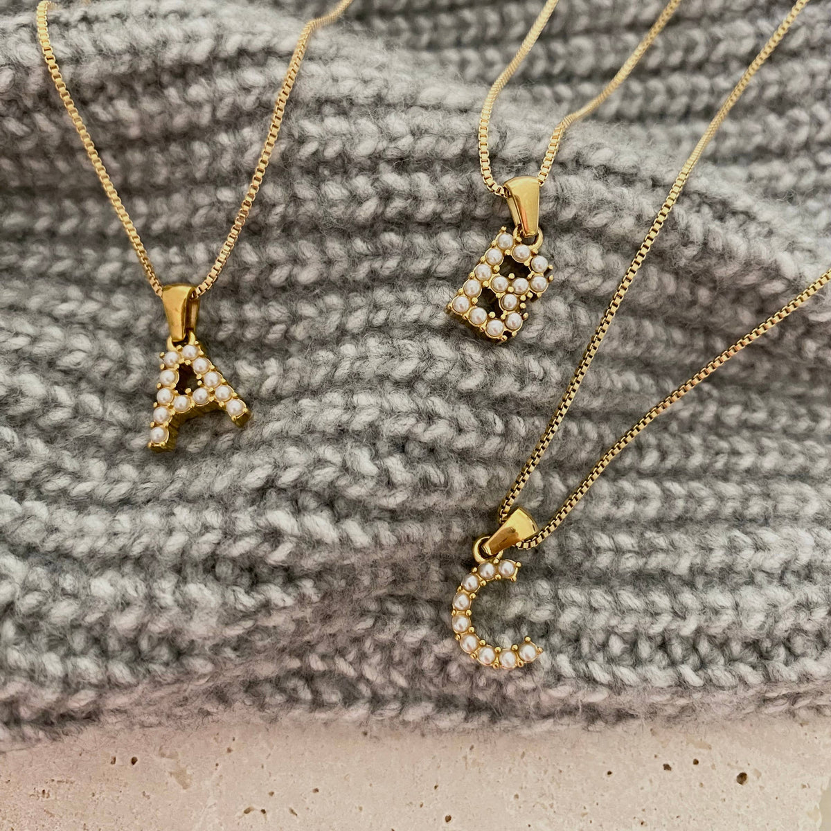 Initial Necklace Pearls Pedant custom gold filled