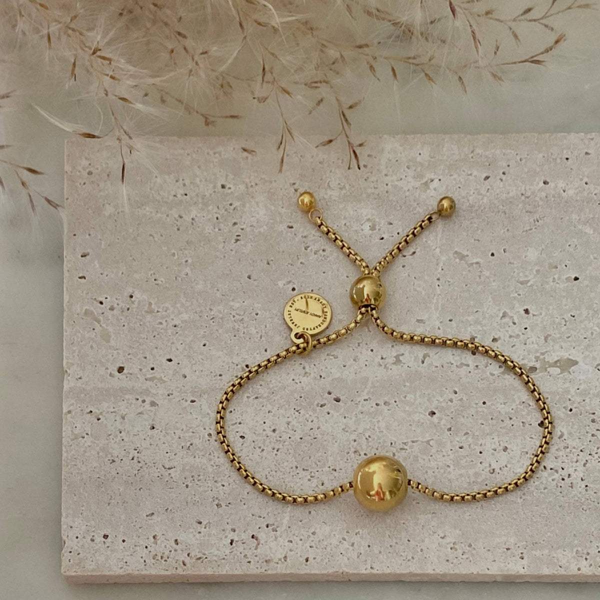 Single Dot 18k GoldPlated  Bead on a rope chain bracelet