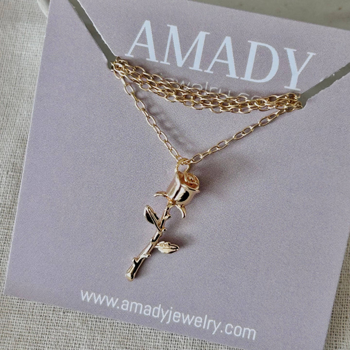 Rose Flower pendant necklace gold filled gold-plated