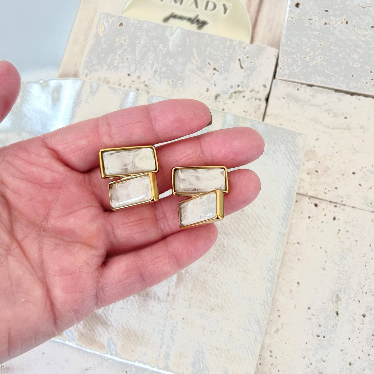Statement Rectangle post earrings waterproof geometric
