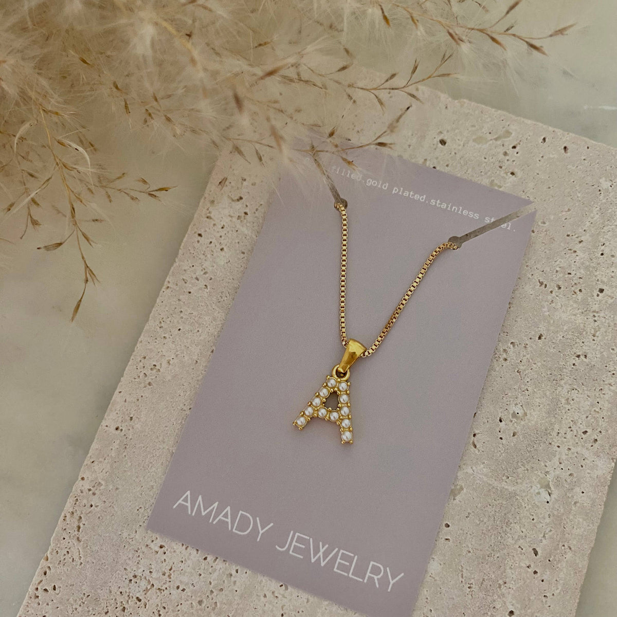 Initial Necklace Pearls Pedant custom gold filled
