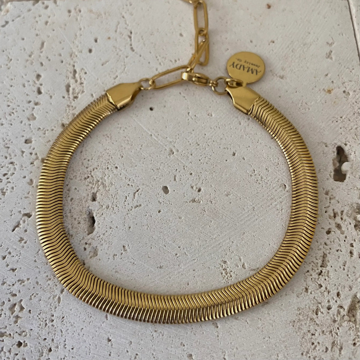 18k Gold Plated Bracelet Herringbone Snake chain PV SS