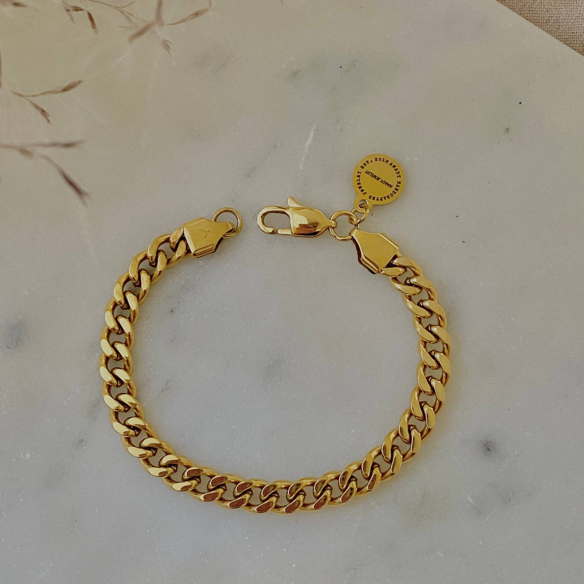 Gold filled 18k curb chain bracelet layering jewelry