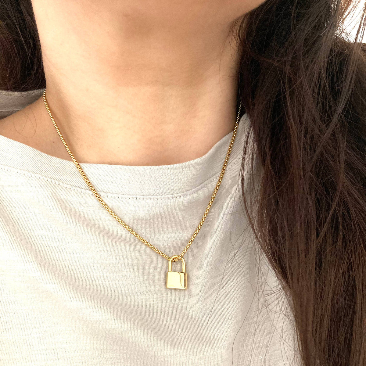 Gold Padlock Necklace on a gold-plated or silver chain