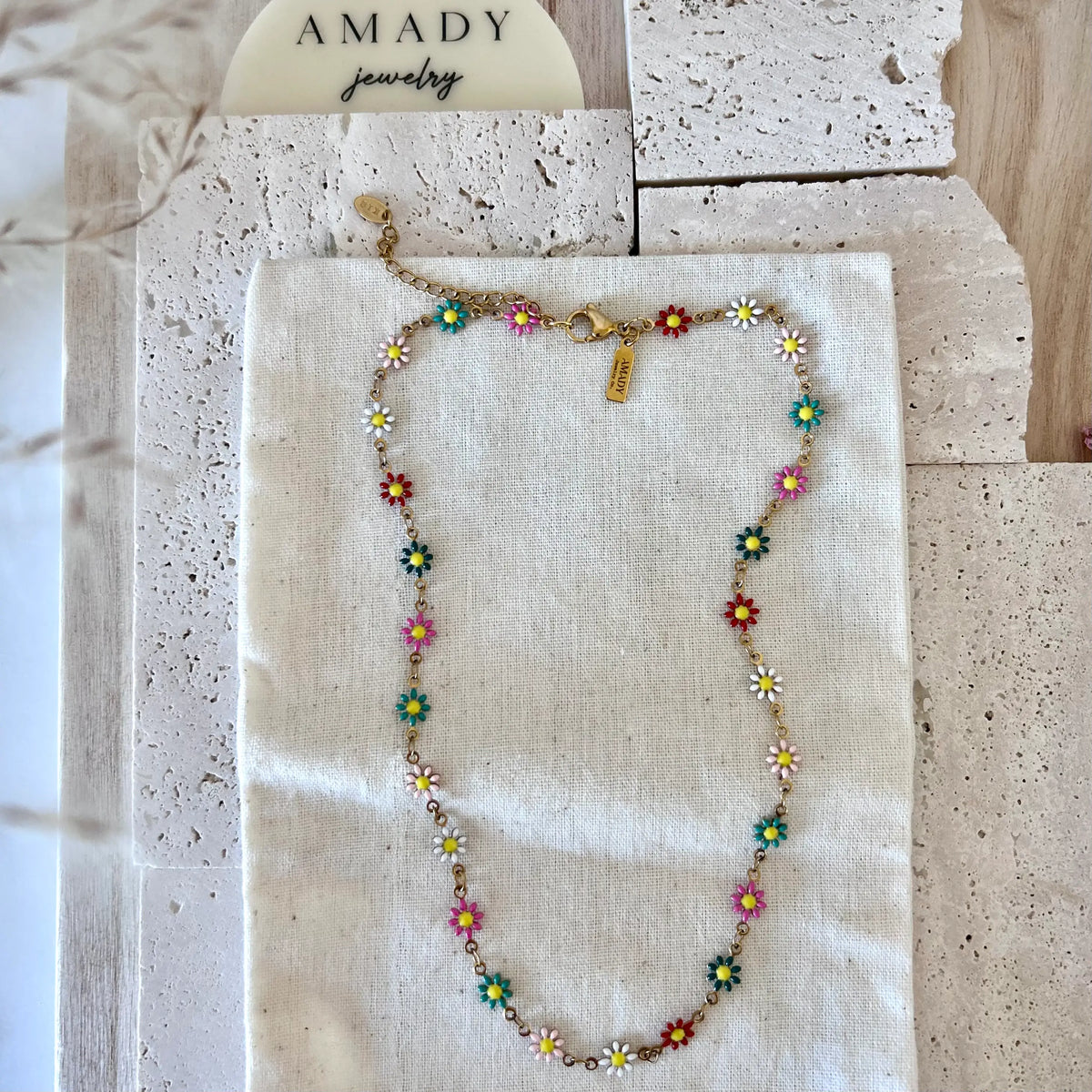Colorful flowers layering necklace spring flower strand