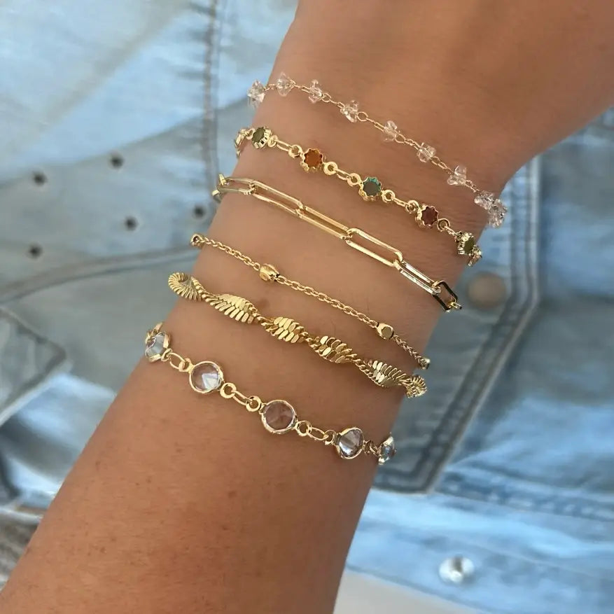 Faceted Clear Crystals Layering Bracelet