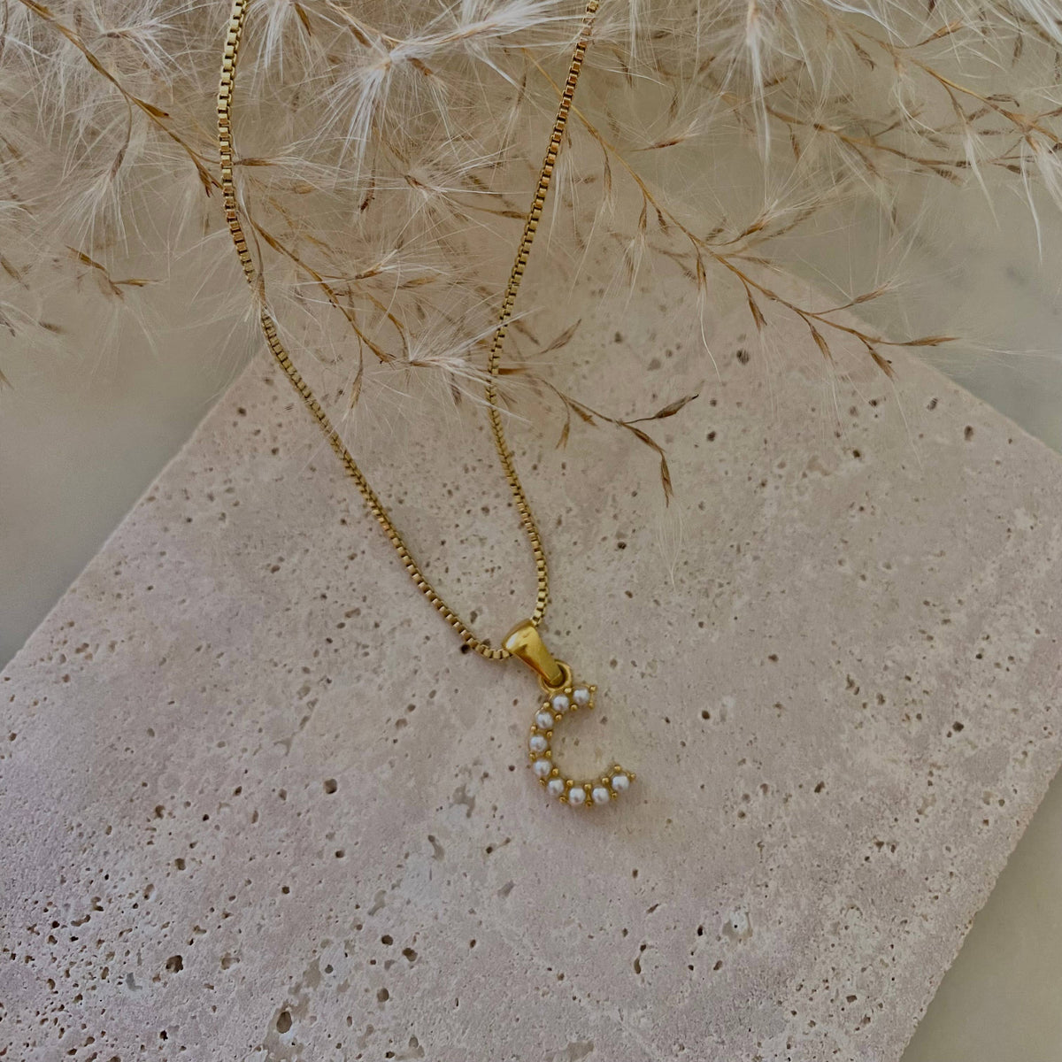Initial Necklace Pearls Pedant custom gold filled