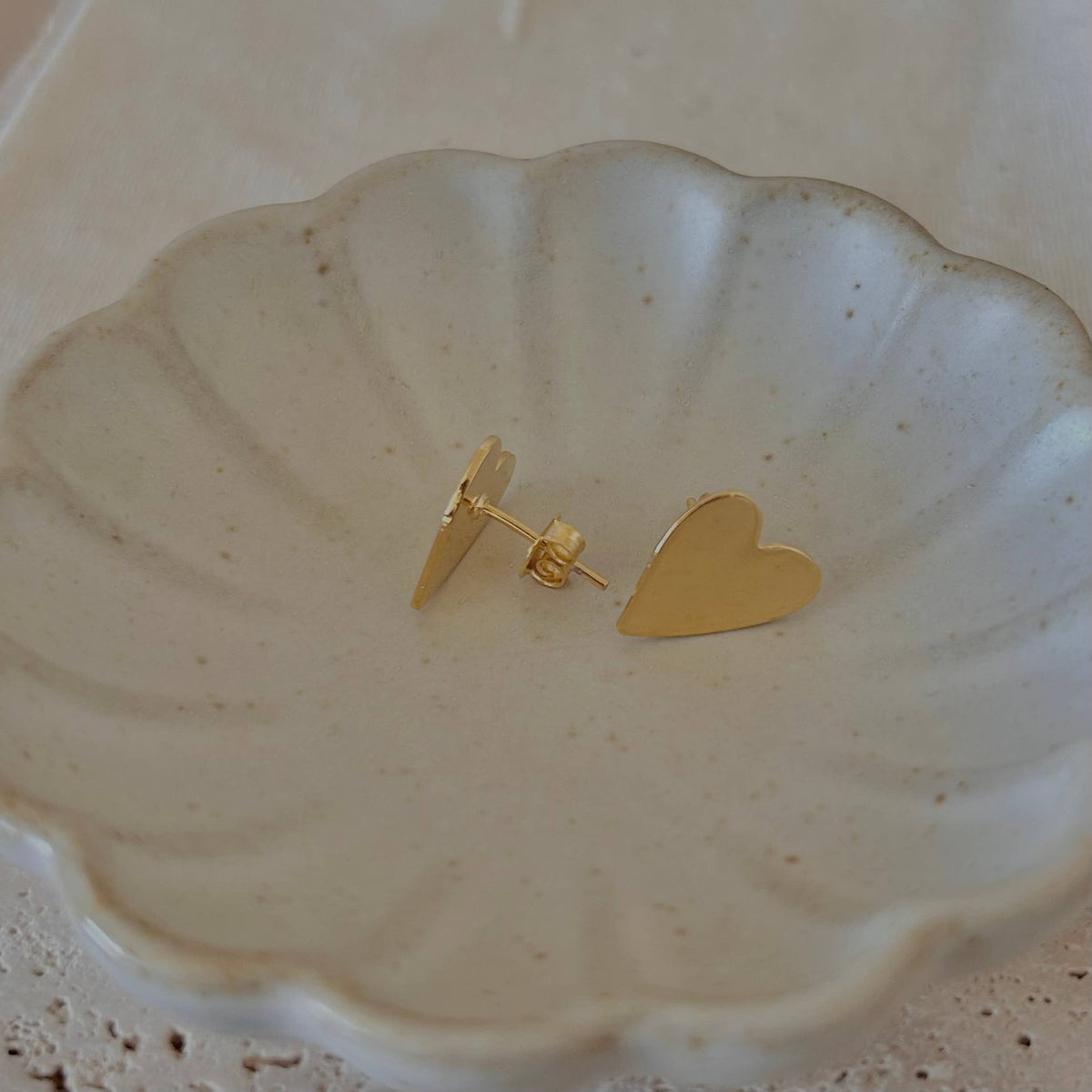 Heart post earrings studs minimal jewelry