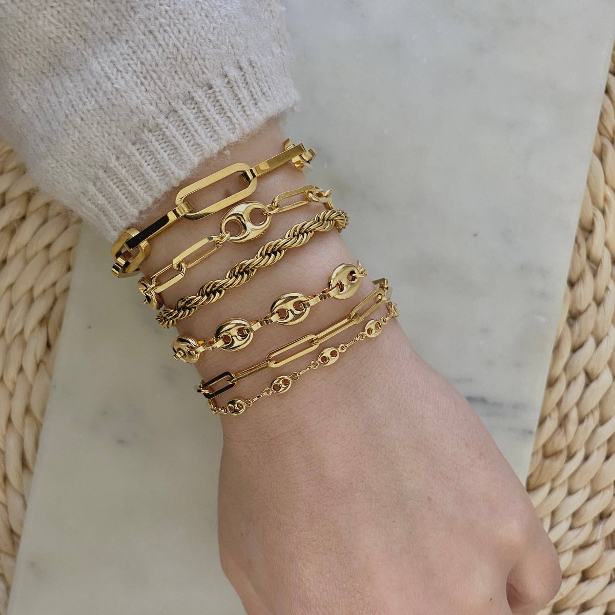 Paperclip Link Chain Bracelet 18k Gold Plated StainlessSteel