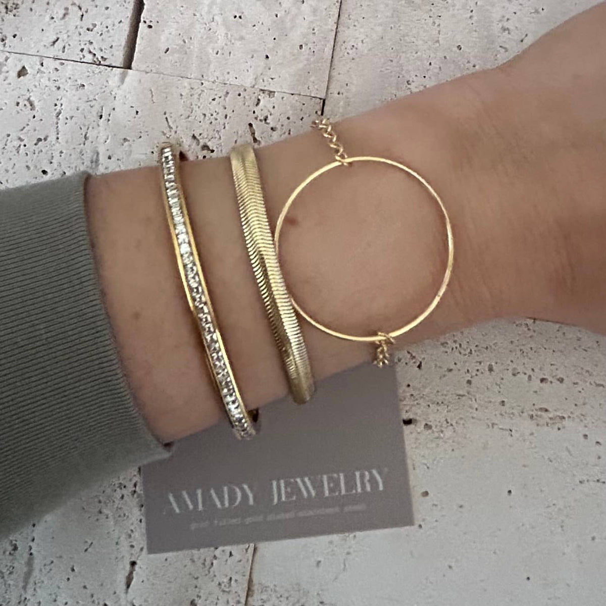 Tennis Bangle Bracelet 18K Gold Plated over stainless steel