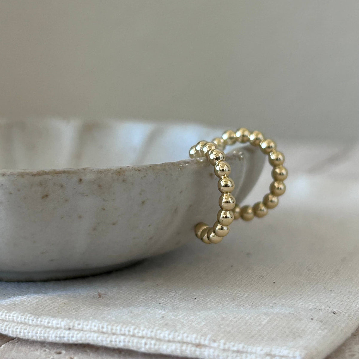 Mini Beaded Hoops Earrings 18k Gold Filled 15mm layering