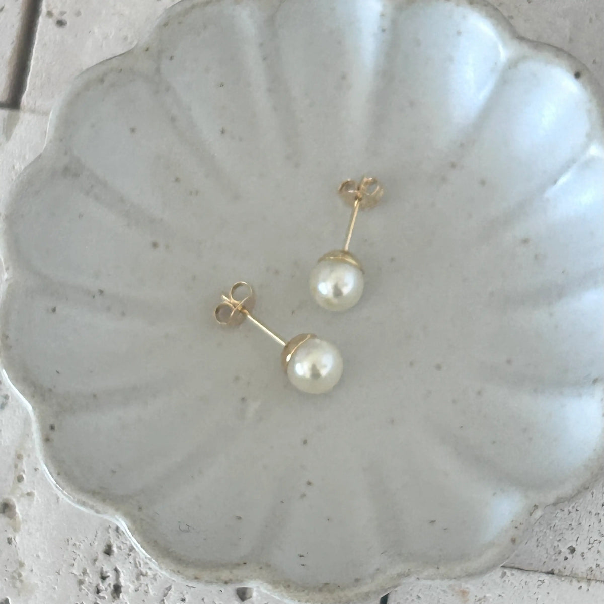 Pearl Stud Post Earrings 7mm Gold Filled layering earring