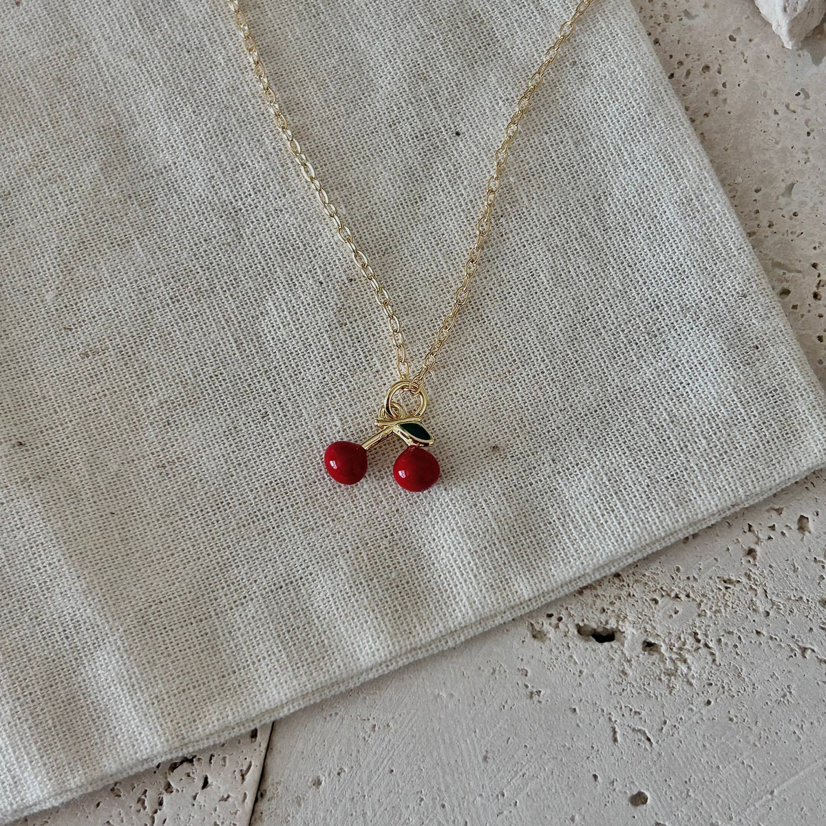 Cherry cherries layering necklace fruit charm