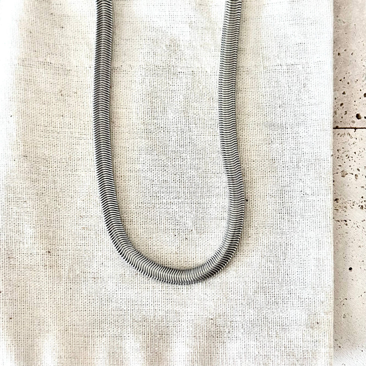 Silver Snake chain herringbone flat chain layering