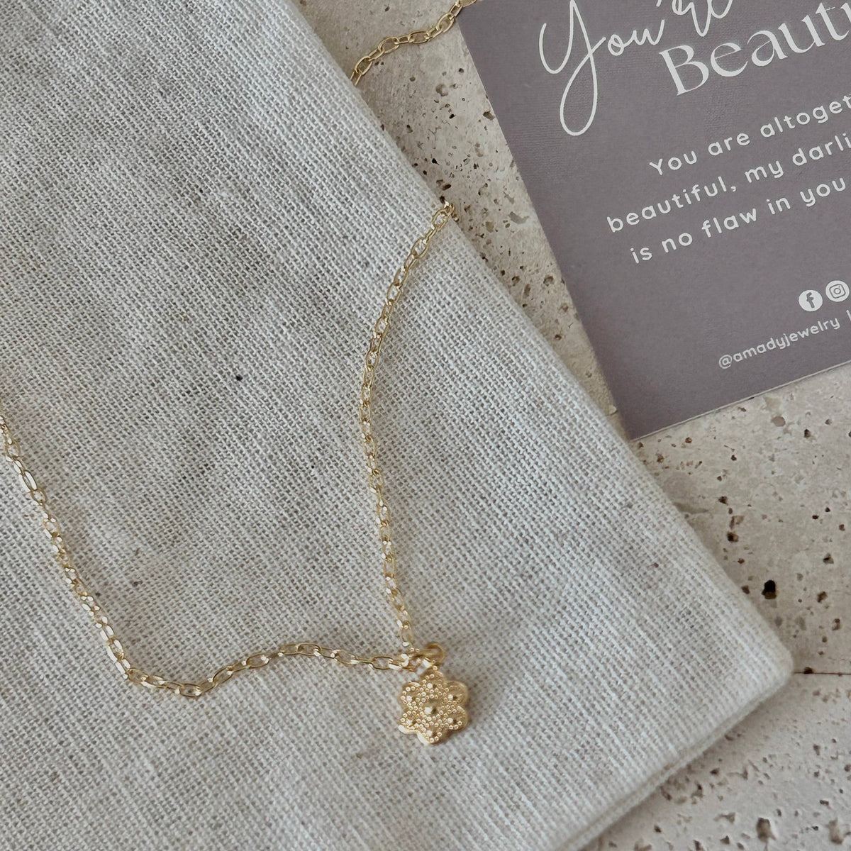 Tiny Flower charm necklace floral jewelry