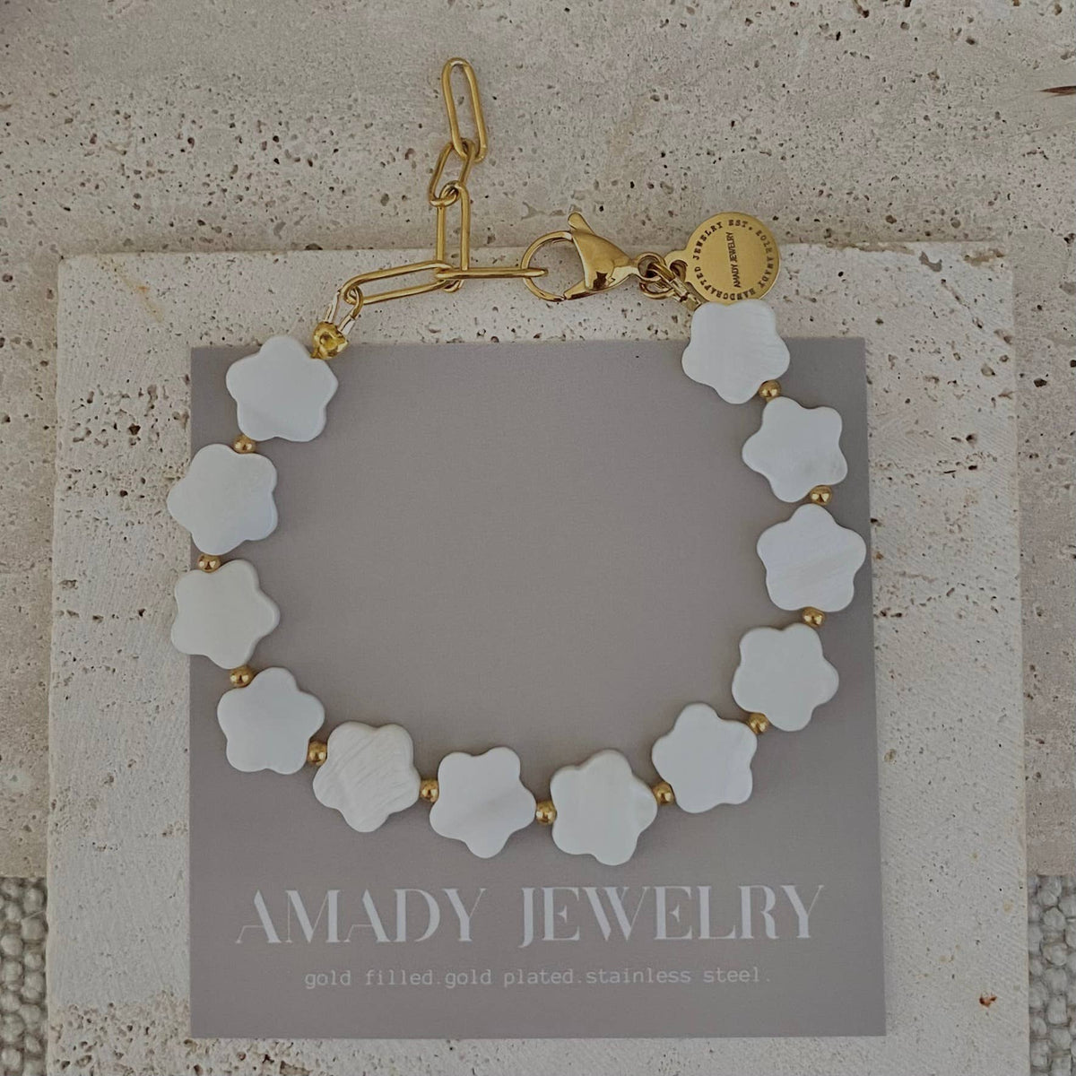 Flower Clover Shell Pearl Bracelet layering bracelet