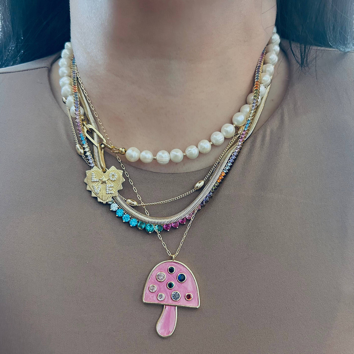 Colorful rainbow tennis necklace spring summer crystals