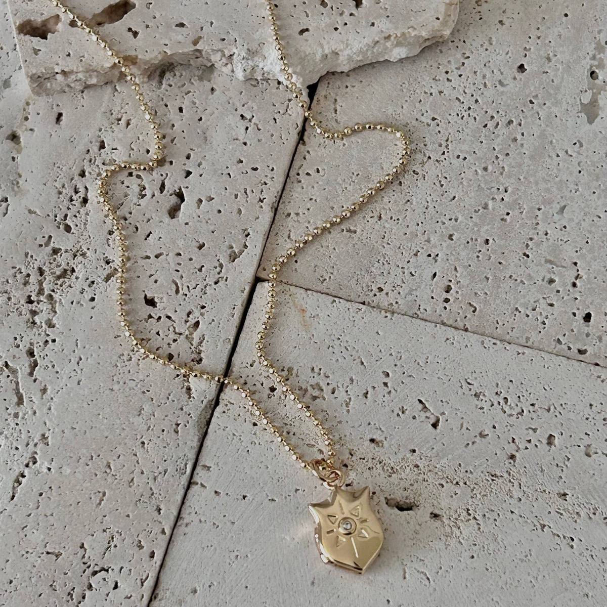 Shield of faith locket Pendant charm necklace gold filled