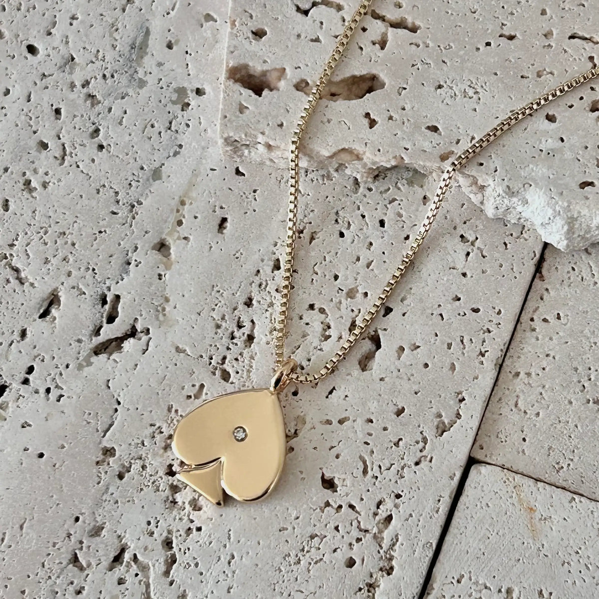 Ace of spade pendant charm necklace Gold Filled