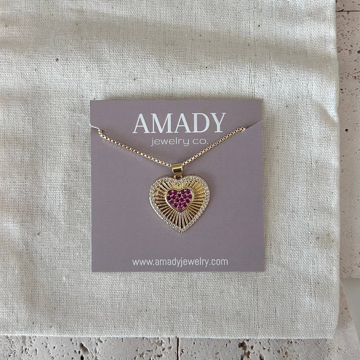Pink Gold Plated Heart Pendant Necklace