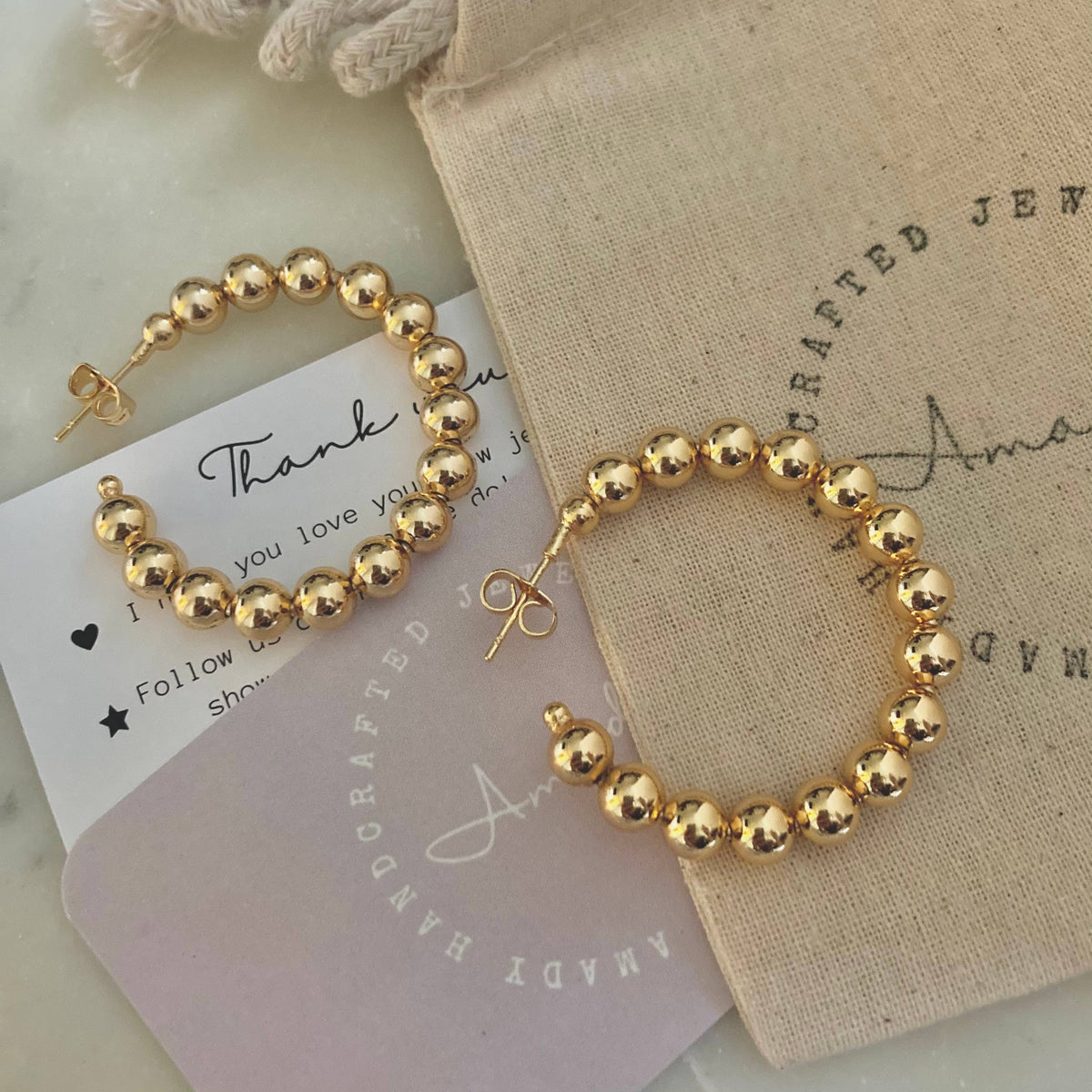 beaded hoop earrings 18k gold filled thick hoop earrings