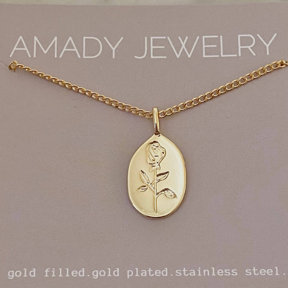 Rose Flower Medallion Coin Layering necklace 18k gold filled