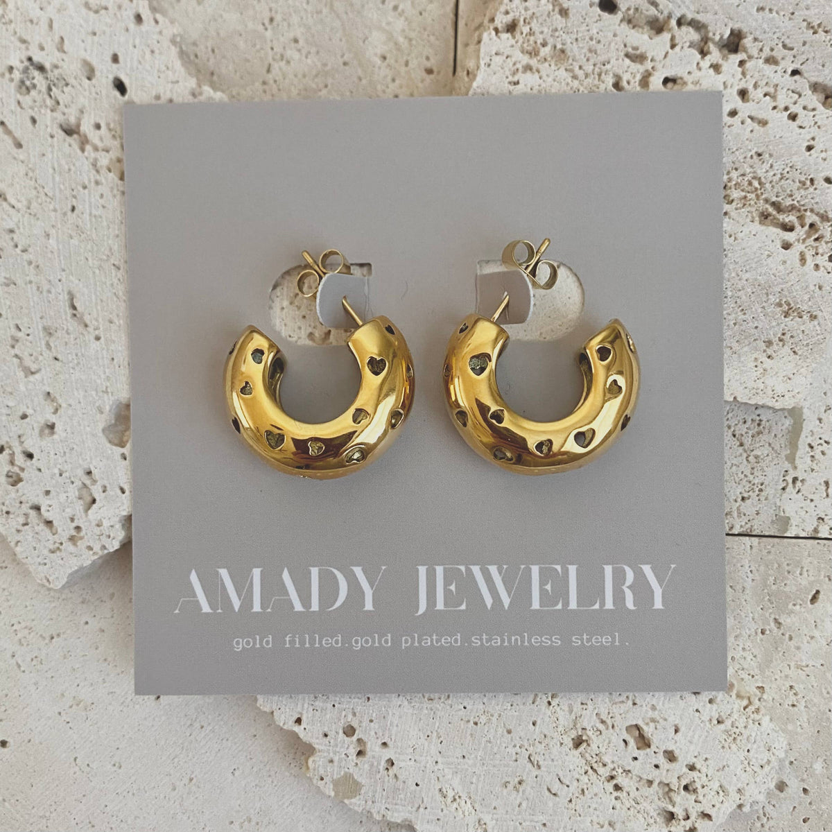 Hearts thick hoop earrings chunky statement jewelry