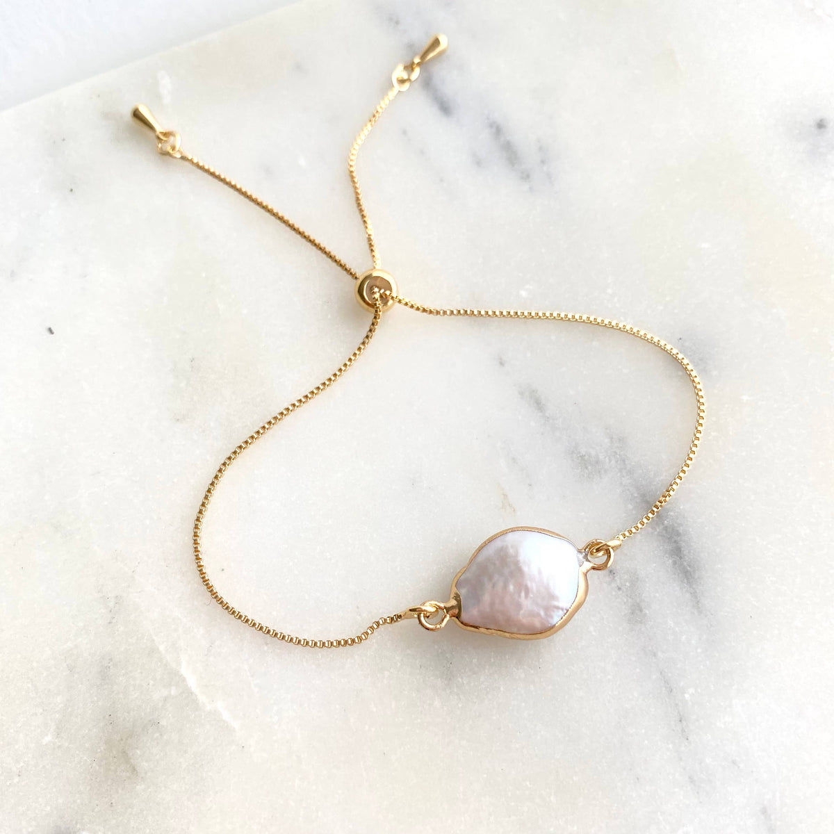 Single Pearl Bracelet Water Pearl Gold Filled 18k one size
