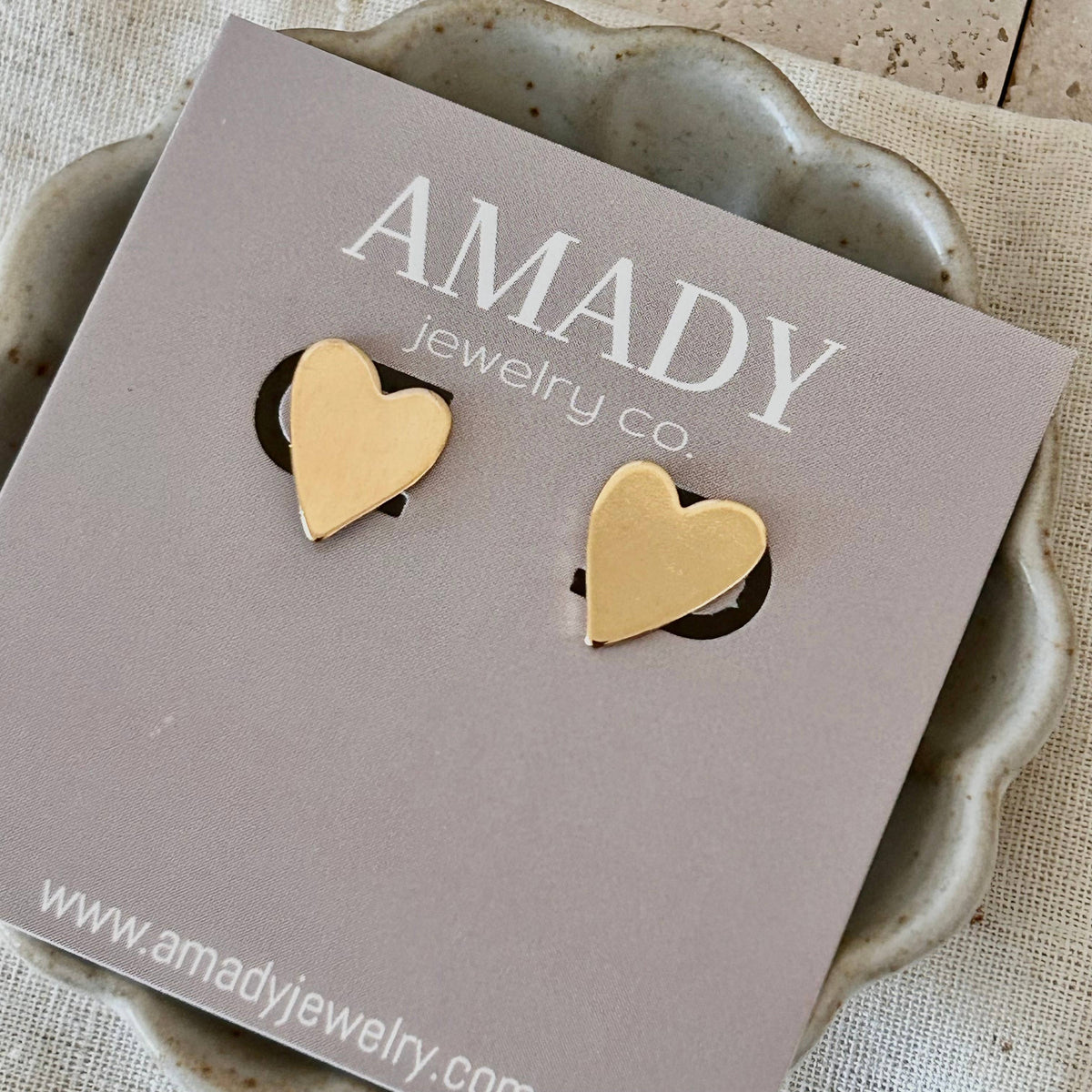 Heart post earrings studs minimal jewelry