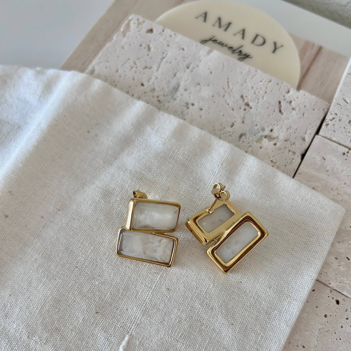 Statement Rectangle post earrings waterproof geometric