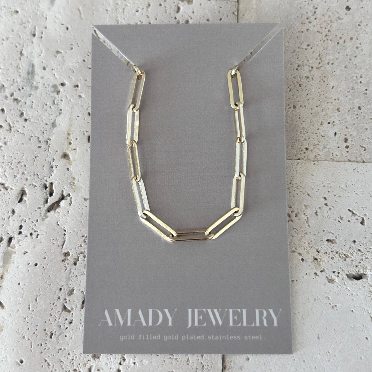 Gold Paperclip Link Chain necklace layering 18k gold-filled