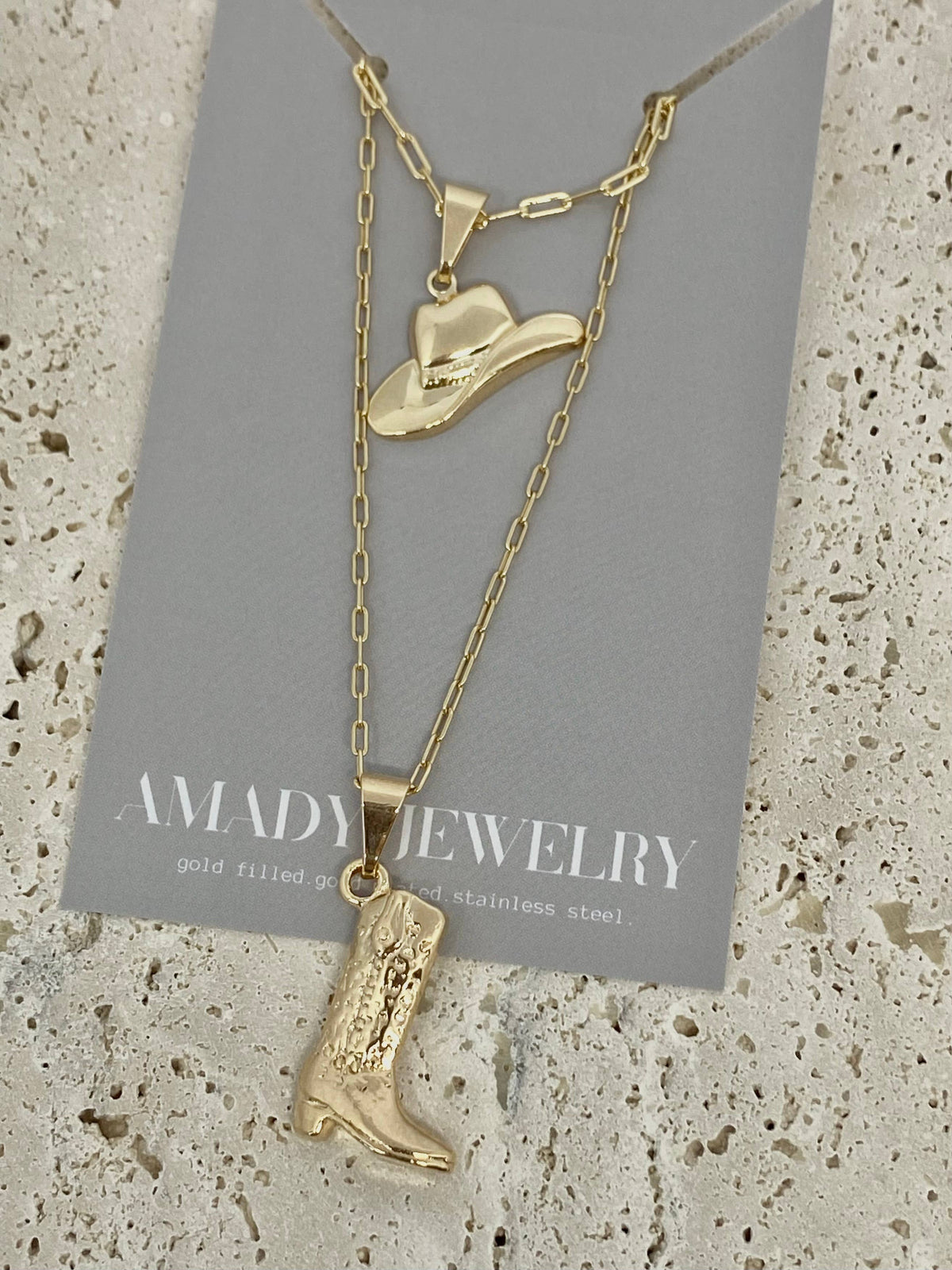 Cowboy Boot Cowgirl  charm pendant necklace 18k gold filled