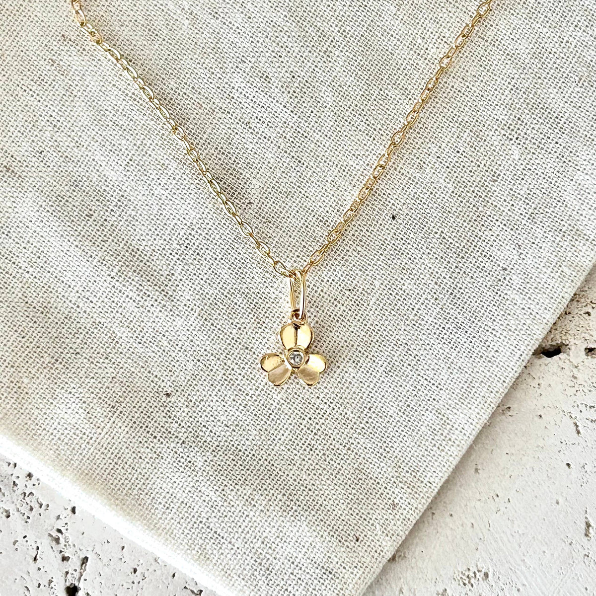 Little Flower Necklace tiny floral pendant charm chain