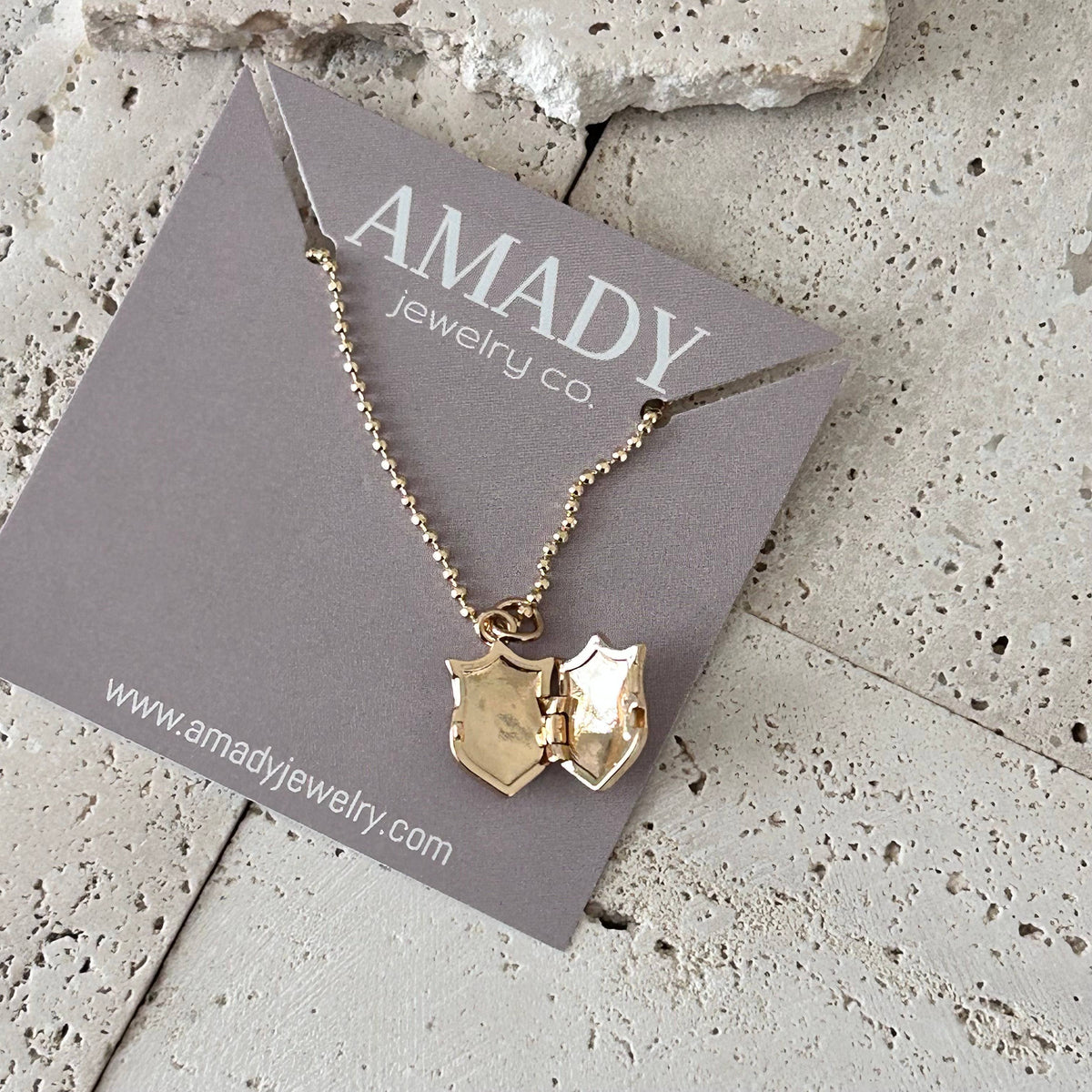 Shield of faith locket Pendant charm necklace gold filled