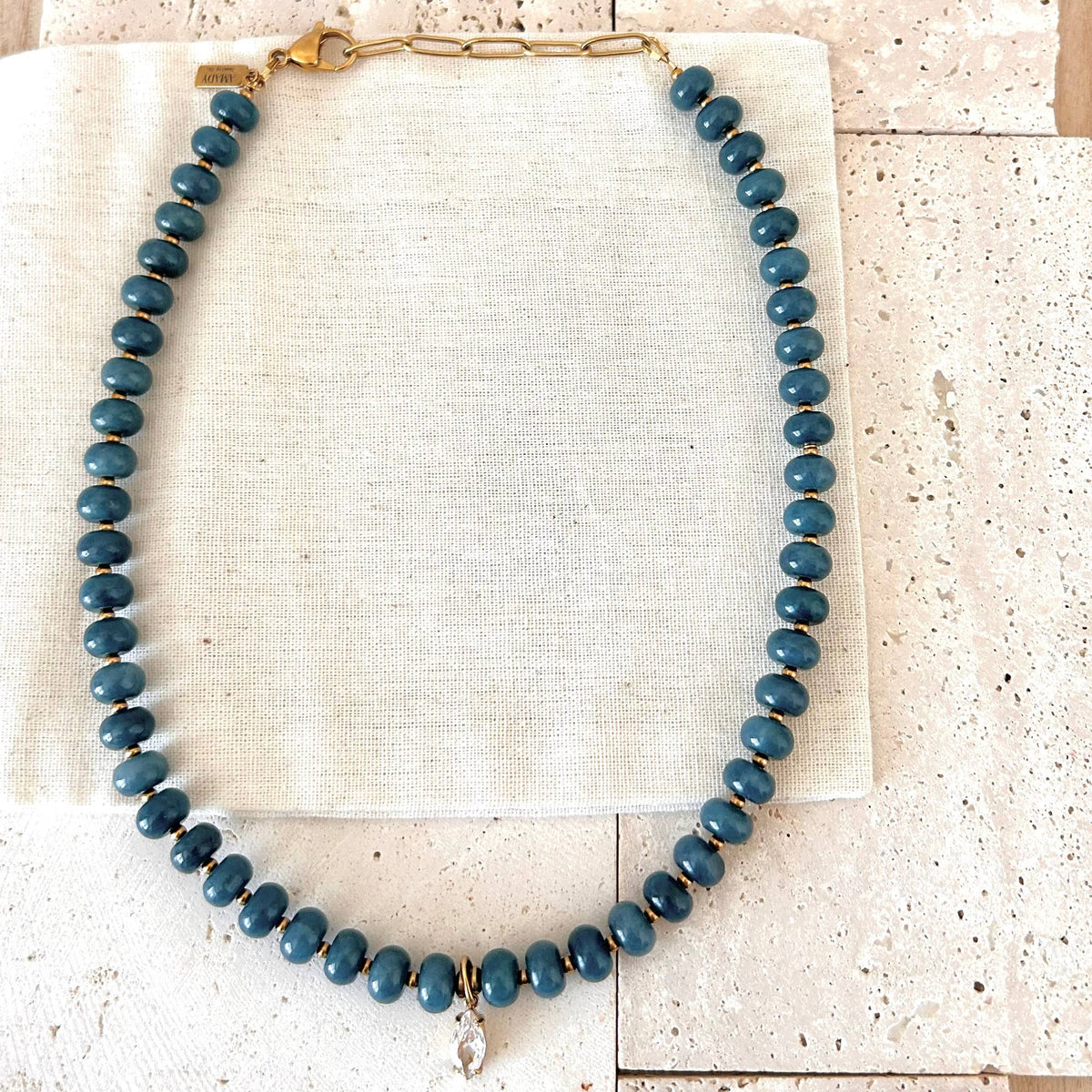 Beaded necklace natural stone rondelle